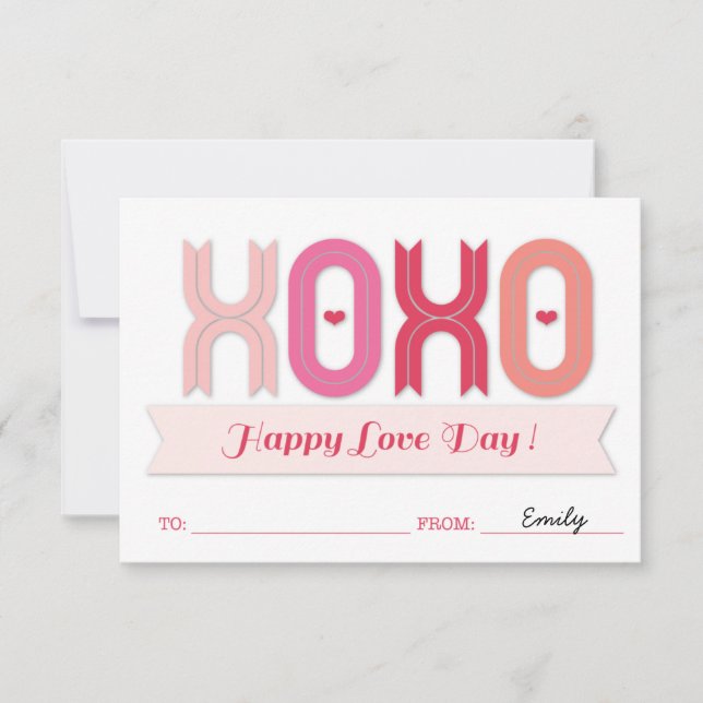 Tarjetas de El día de San Valentín para escolares  (Anverso)