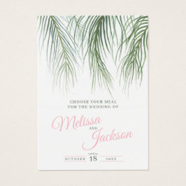 Tarjetas de elección boda de palma tropical rosa v