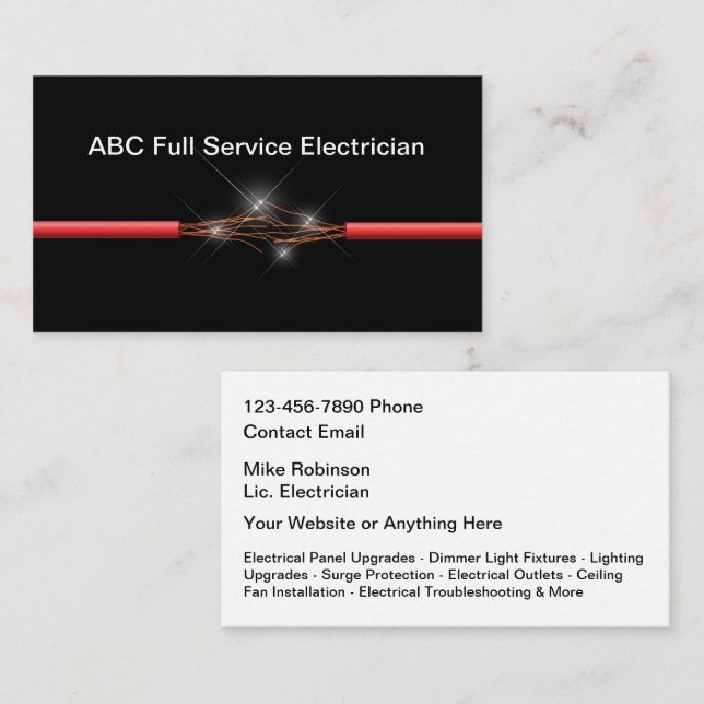 Tarjetas de Electrician Business Services (Anverso / Reverso)