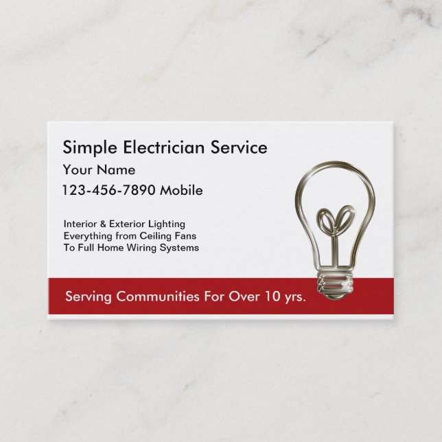 Tarjetas de Electricista Simples (Anverso)