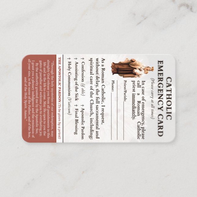 Tarjetas de emergencia católicas (Anverso)