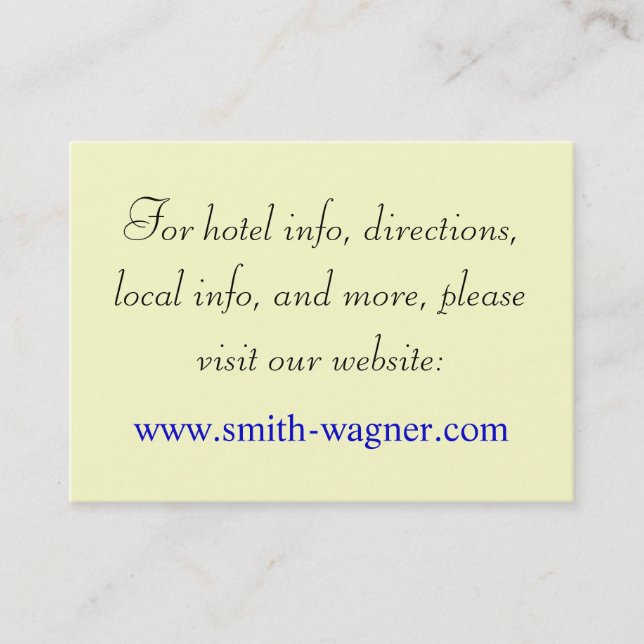 Tarjetas de encargo del Web page de la boda (Anverso)