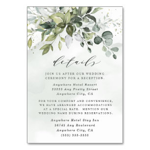 Tarjetas de Encerramiento de Boda Floral Verde Azu