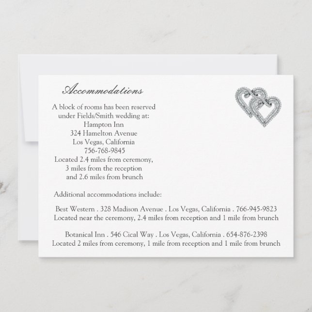 Tarjetas de Enclusura de Boda de Corazones Blancos (Anverso)