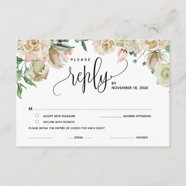 Tarjetas de Enclusura de RSVP, Respuesta, respuest (Anverso)