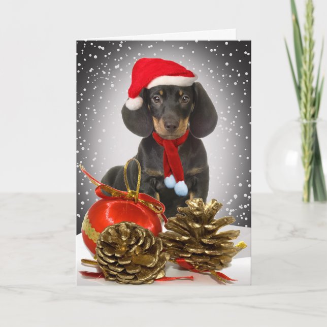 Tarjetas de enlace para Navidades de Dachshund (Anverso)