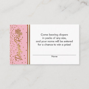 Tarjetas de entrada de pañales rosados y de oro de