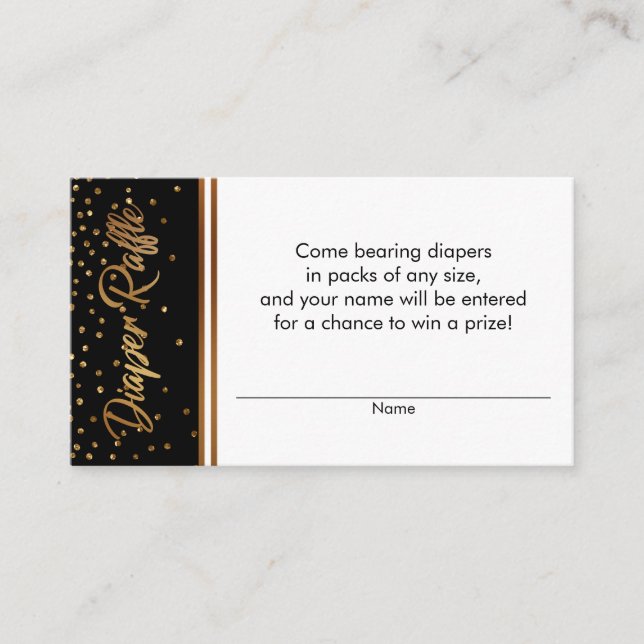 Tarjetas de entrada para pañales de confeti negro  (Anverso)