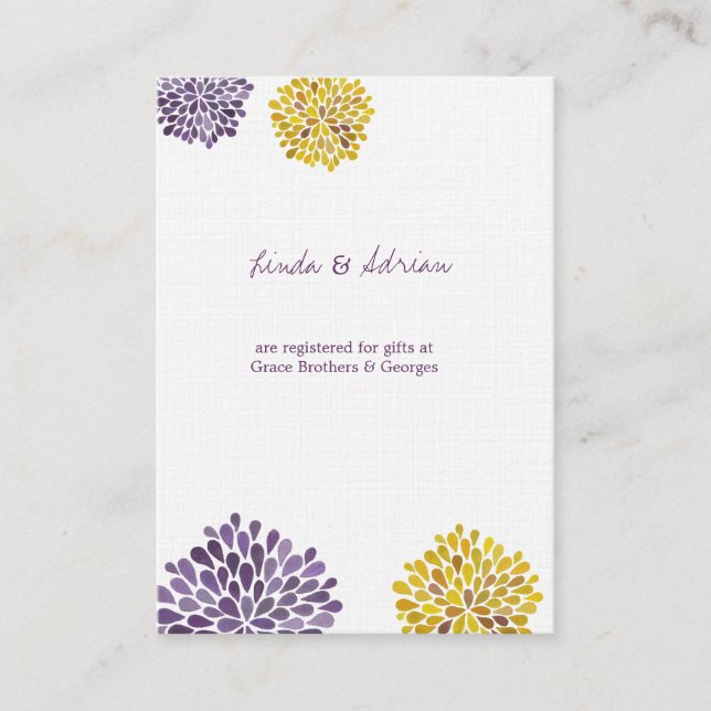 Tarjetas de envoltorio Boda de acuarela Dahlia Flo (Anverso)