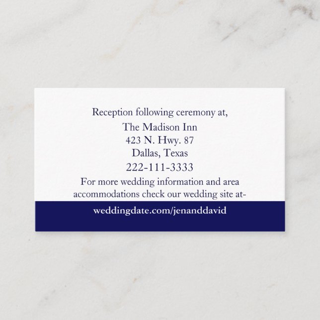 Tarjetas de envoltorio Boda de franjas azul y blan (Anverso)