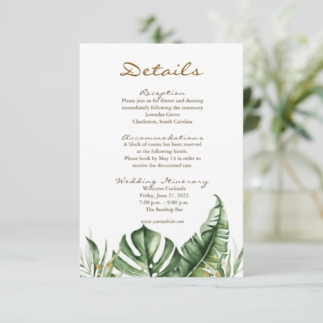 Tarjetas de envoltorio Boda de Green Leaf Green Le (Anverso de pie)