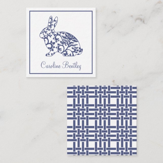 Tarjetas de envoltorio Chinoiserie Bunny Rabbit (Anverso / Reverso)