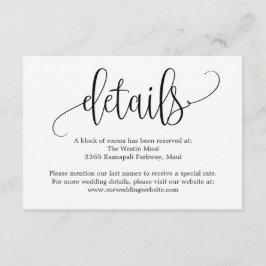 Tarjetas de envoltorio con detalles de Boda de cal