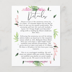 Tarjetas de envoltorio con detalles de Boda Rubor