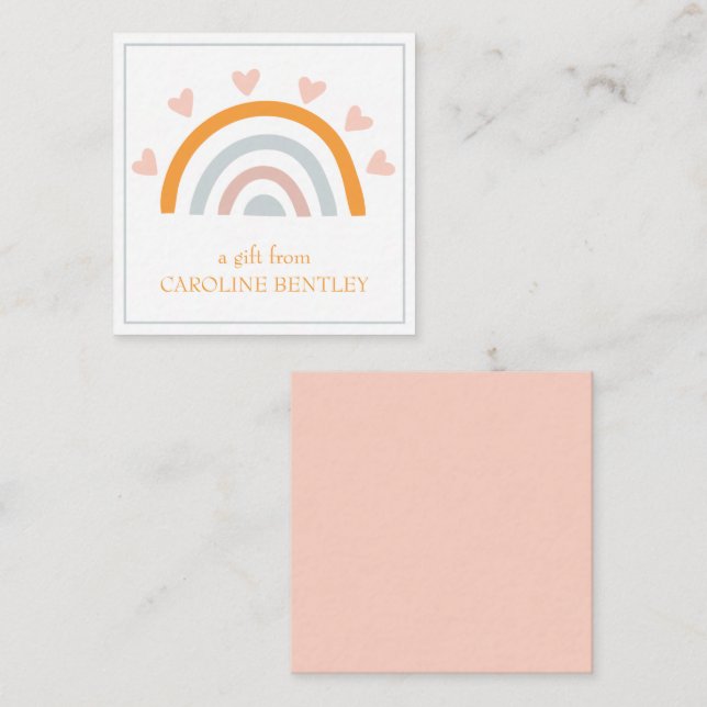 Tarjetas de envoltorio con regalo de arcoiris dibu (Anverso / Reverso)