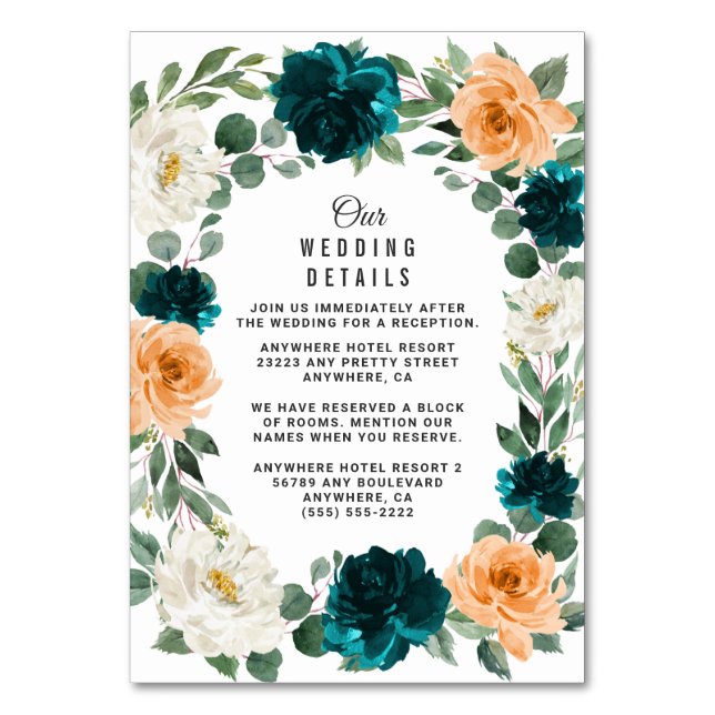 Tarjetas de envoltorio de Boda azul turquesa Verde (Anverso)