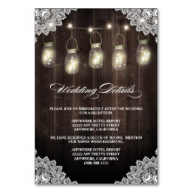 Tarjetas de envoltorio de Boda Barn Wood Lace Maso