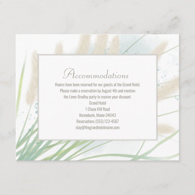 Tarjetas de envoltorio de Boda botánico costero (Anverso)