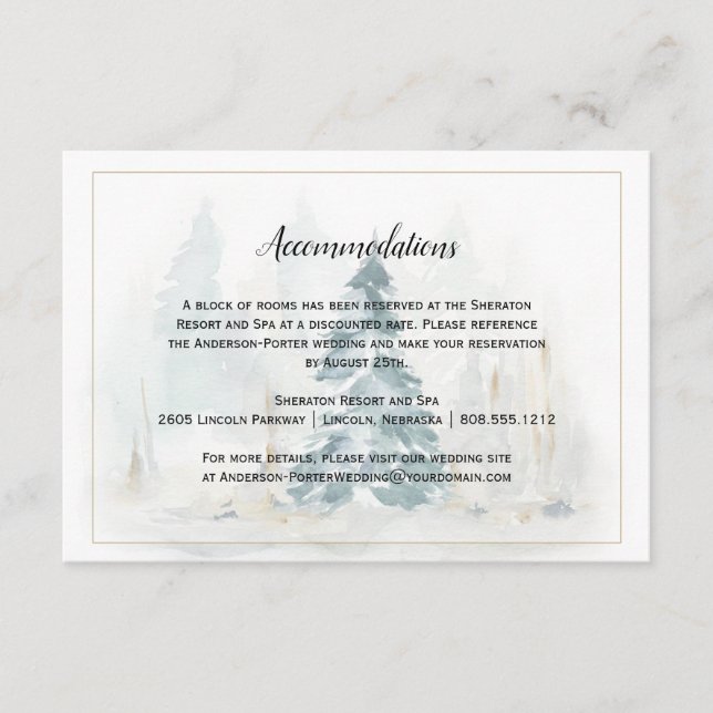 Tarjetas de envoltorio de Boda de árbol de pino de (Anverso)