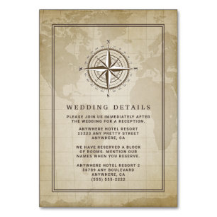 Tarjetas de envoltorio de Boda de brújula náutica 