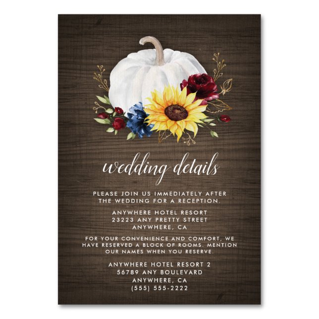 Tarjetas de envoltorio de Boda de girasol de calab (Anverso)