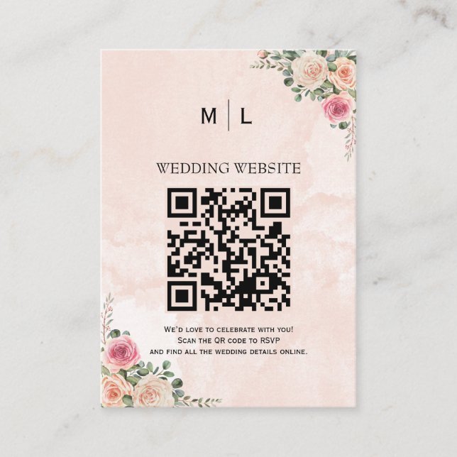 Tarjetas de envoltorio de Boda floral de crema ros (Anverso)