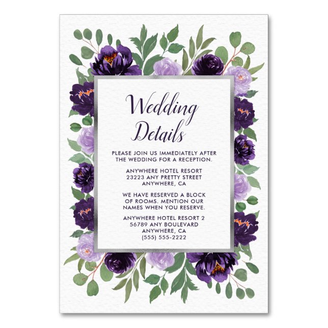 Tarjetas de envoltorio de Boda verde floral de col (Anverso)