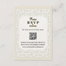 Tarjetas de envoltorio de código QR de encaje blan