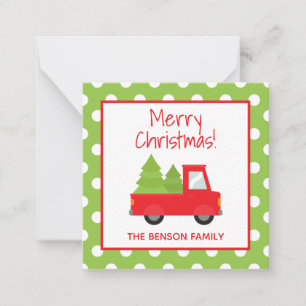 Tarjetas de envoltorio de regalo de camión de árbo