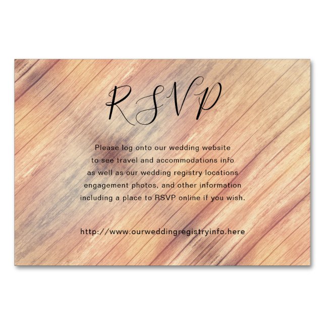 Tarjetas de envoltorio en línea RSVP de Madera Rus (Anverso)