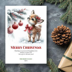 Tarjetas de escena de Navidad con acuarela de cerv