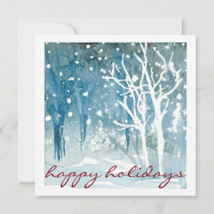 Tarjetas de escena de nieve de invierno en acuarel