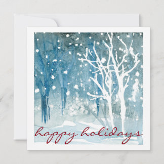 Tarjetas de escena de nieve de invierno en acuarel