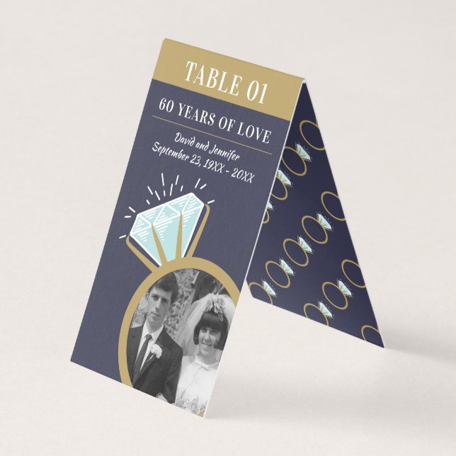 Tarjetas de escolta de mesa de anillo de diamantes (Anverso)