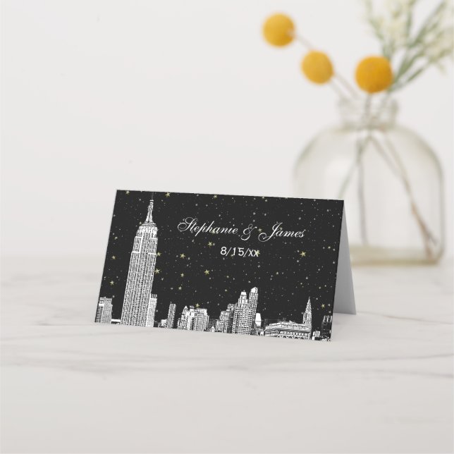 Tarjetas de Escolta de NYC Starry Skyline DIY BG # (Anverso)