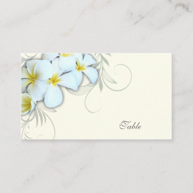 Tarjetas de Escort Blank Plumeria Blanca (Anverso)