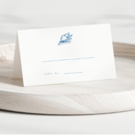 Tarjetas de Escort Boda de conchas azules vintage