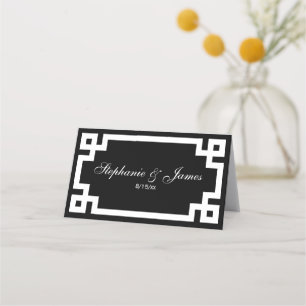 Tarjetas de Escort de Llave Griega Blanco Preppy E