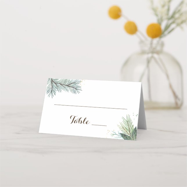 Tarjetas de Escort Place Boda Wreath Winter (Anverso)