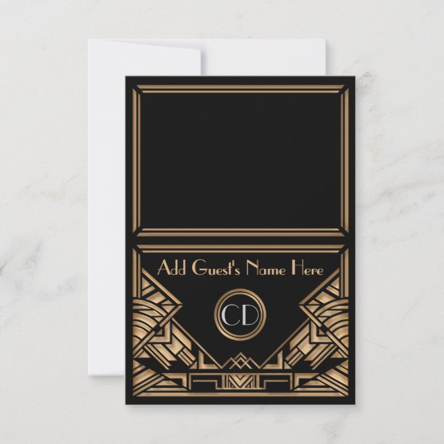 Tarjetas de Escort Place con estilo Gatsby Boda Ar (Anverso)