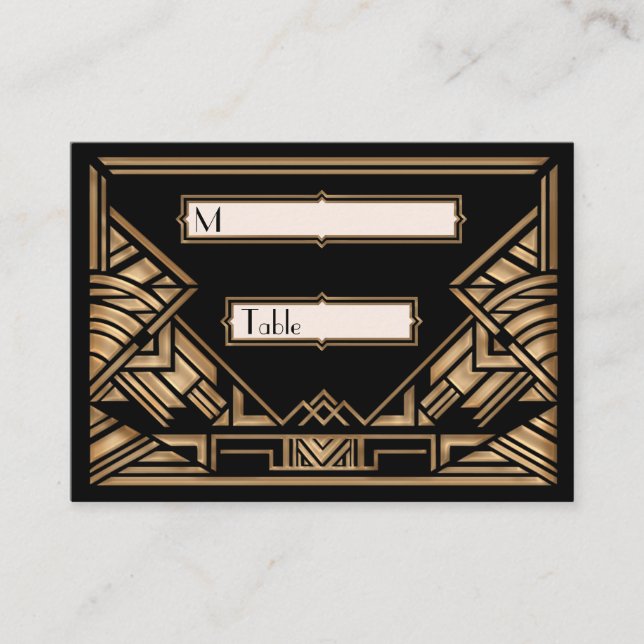 Tarjetas de Escort Place con estilo Gatsby Boda Ar (Anverso)