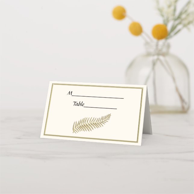 Tarjetas de Escort Place con Plume Gold Feather Iv (Reverso)