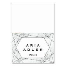 Tarjetas de Escort Place de Marble Geométrico Blan