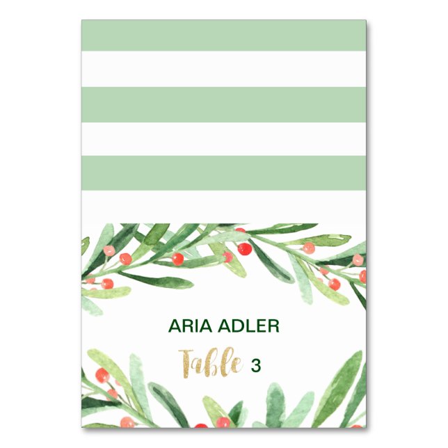 Tarjetas de Escort Place para navidades Holly Wrea (Anverso)