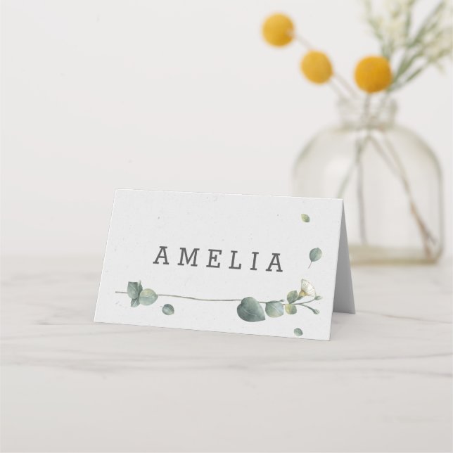 Tarjetas de Escort y Plaza de Boda Eucalyptus (Reverso)