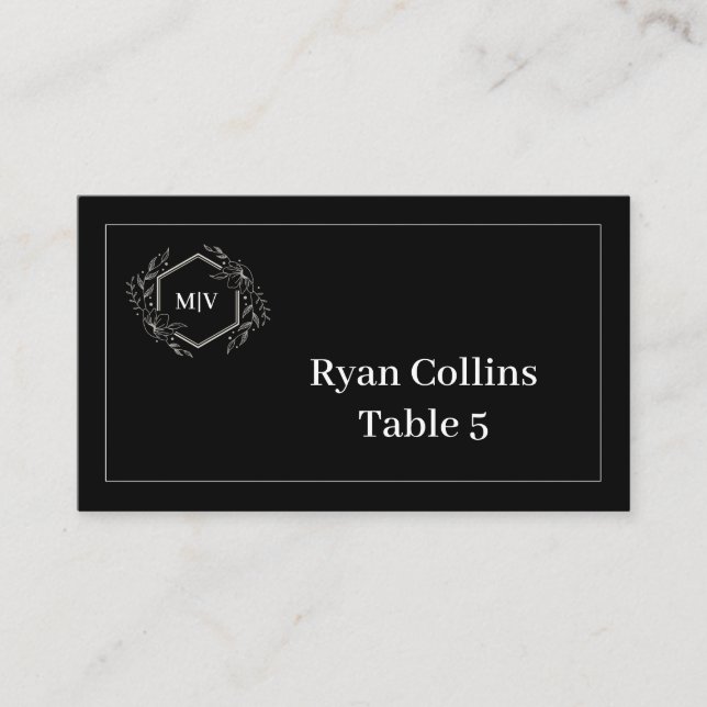 Tarjetas de Escudo de monograma negro y blanco (Anverso)