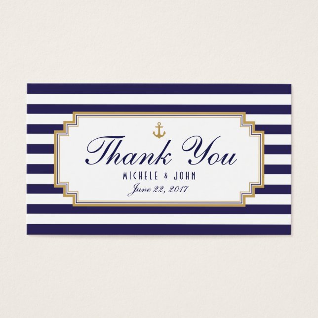 Tarjetas de etiquetas estilizadas Nautical Blue Wh (Frente)