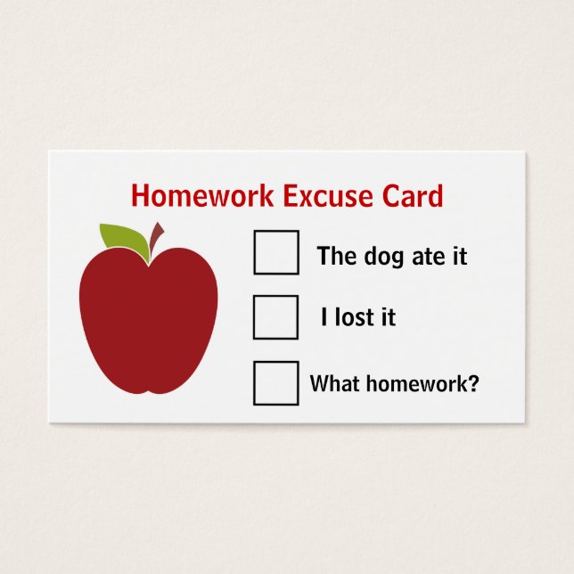 Tarjetas de excusas para el trabajo en casa de App (Frente)