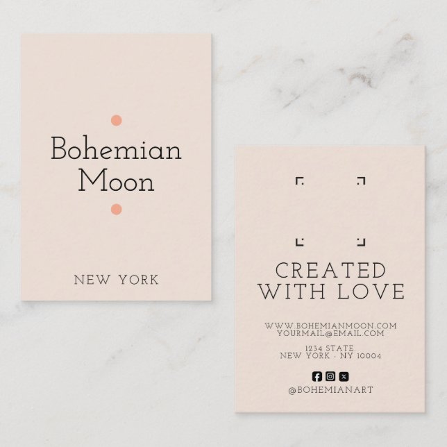 Tarjetas de exhibición de aretes bohemios modernas (Anverso / Reverso)