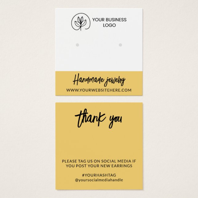 Tarjetas de exhibición de aretes en amarillo con s (Anverso y reverso)